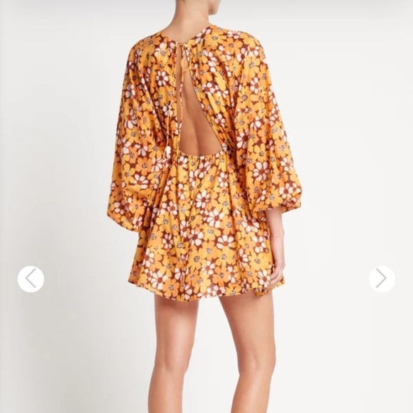 New Faithfull the Brand Li Reni Orange Cotton Floral Print Spring Dress Size S - Picture 2 of 13